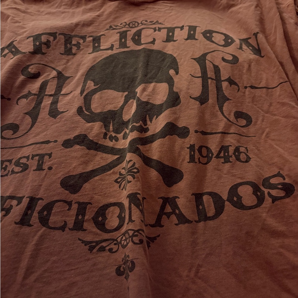 Affliction Men's Skull Graphic Tee - Brown